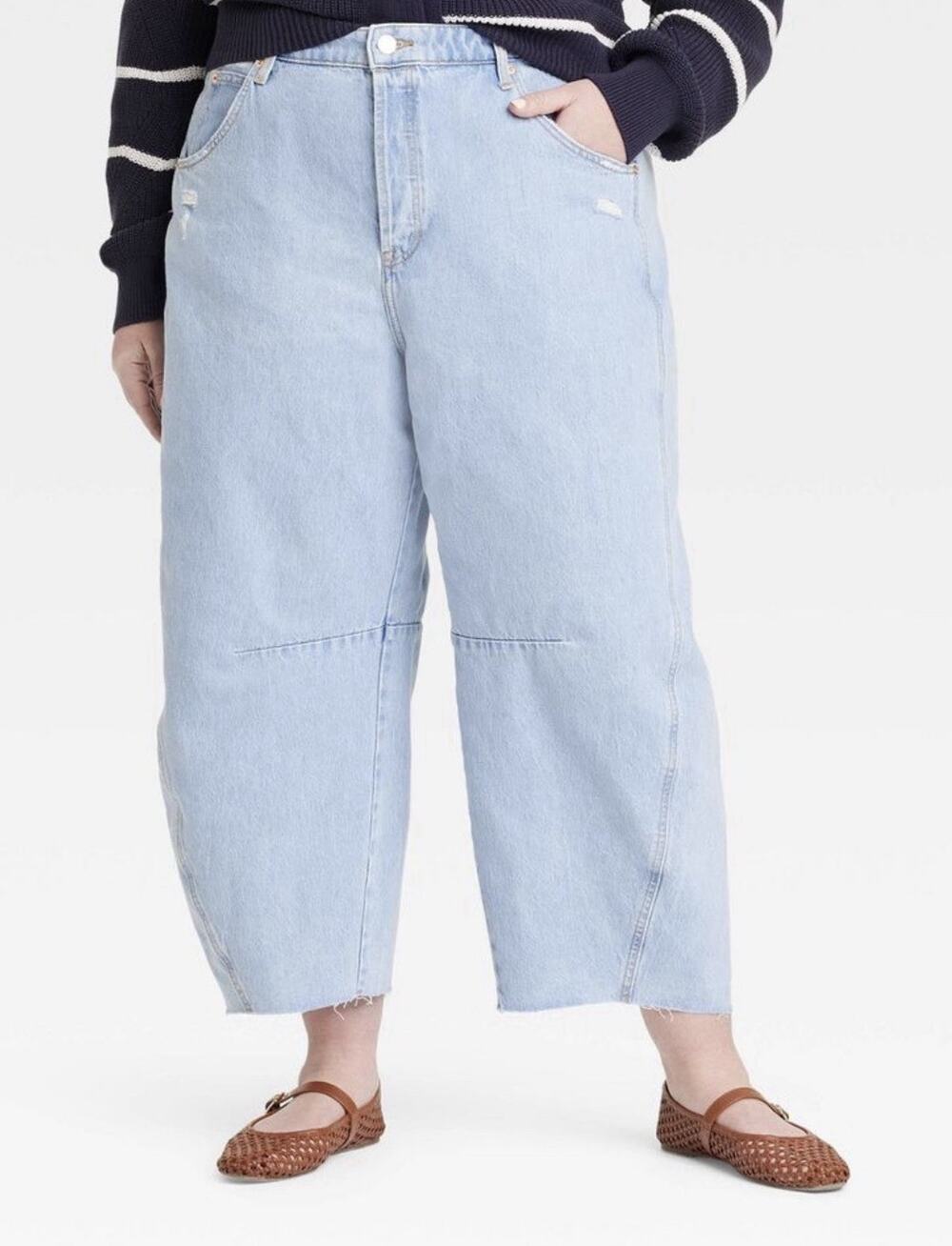 Jeans High Rise Barrel Curved Leg Jeans Light Blue Womens 16
